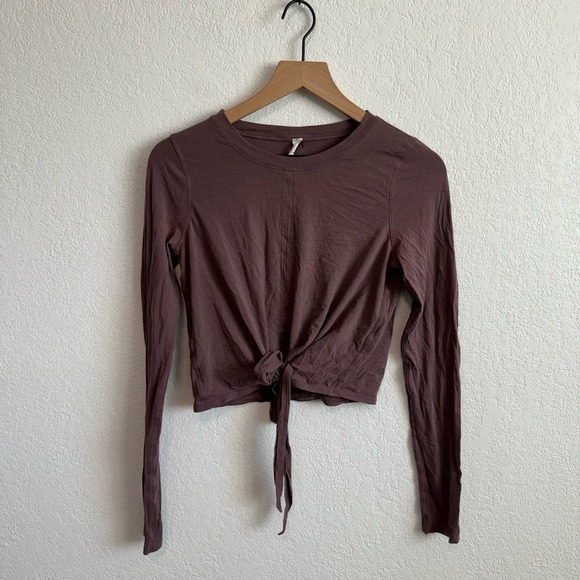 Lululemon Time to Restore Long Sleeve Tie Cropped Top Antique Bark Purple 6 - Picture 7 of 13